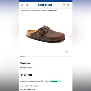 New in box Birkenstock Men’s Boston clogs — Habana oiled leather, size 9.